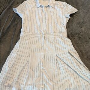 Abercrombie Kiss Striped White Button-Up Dress 15/16